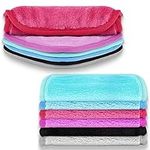 Sibba 6 Packs Makeup Remover Face Towels, Reusable Microfiber Soft Skincare Cleaning Cloth for Face, Cosmetic Removal Facial Cloth for Daily Travel - Rose Black Green Blue Gray Light Purple