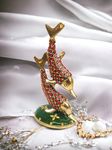 Blissful Decor Presents Brass Dolphin Fish Pair Statue with Stone-Work vastu Decorative Home Interior Decor Item Feng Shui Dolphin Fish Couple Handicraft and Gift Items Hight- 8.5 INCH weight-520GMS