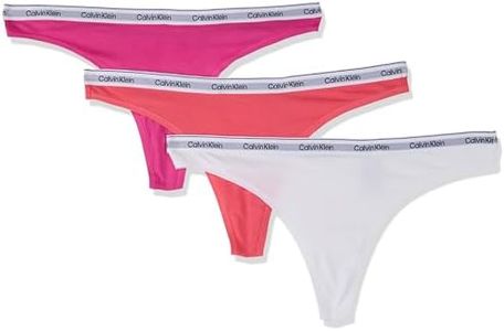 Calvin Klein Women's Modern Logo Thong, Coral/Fuchsia Fedora/White, Medium (Pack of 3)