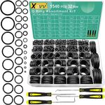 XBVV 1540 Pcs 32 Size O-Rings Kit Nitrile Rubber Oring Assortment with 4 Hook Set for Various Car Auto Vehicle Repair Plumbing Pressure Washer Air or Gas Sealing Connections Resist Oil and Heat