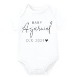 Lillypupp Coming soon Personalised name due month pregnancy announcment gift for family Dadu dadi Granfparents| baby coming soon bodysuit reveal idea for family.