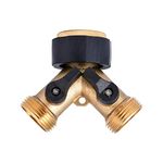 Tesmotor Garden Hose Splitter, 3/4" Tap Y Splitter, Y " Shape Valve, 2-Way Tap Connector with Individual On/Off