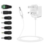 5V 2A Power Supply, Etopgo Universal AC Adapter to DC Wall Charger with 7 DC Connectors Multi Plug for LED Strip Lights,TV Box,Speaker,Router,Home Appliances,Audio,Video Android Tablet