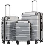 COOLIFE Hard Shell Suitcase with TSA Lock and 4 Spinner Wheels Lightweight Durable (Bright Silver, 3 Pcs Set)