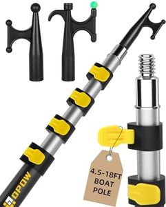 Opow Telescoping Boat Pole with 2 Pcs Replaceable Hooks, Telescopic Pole Rust-Resistant Floating Durable Luminous Bead Hook Threaded End for Push-Pull Docking Boating Cleaning Accessories