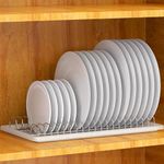 SimpleHouseware Plate Drying Rack with Drainboard, Chrome