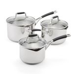 Stellar 3 Piece Draining Saucepan Set - Stainless Steel Cookware Set with Vented Draining Lids, Easy-Pour Rims & Internal Measurement Guides – Includes 3 Draining Saucepans, 16cm, 18cm, 20cm