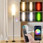 Frideko Floor Lamp for Bedroom,Modern Standing Lamp with RGB Smart LED Bulb & Brightness Dimmable,Floor Lamps with Remote,Corner Floor Lamps for Living Room Office,Foot Switch,Beige Lampshade