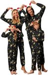 Ekouaer Christmas Onesie Matching Family Elk Antler Hooded Zipper One Piece Long Sleeve Pajamas with Pockets Golden Elk L