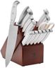 HENCKELS Statement 15Piece White-Handled Knife Block Set with Shears, Sharpening Steel - Dishwasher Safe, Ergonomic Handle