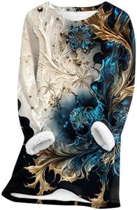 UDAUDU Fuzzy Fleece Sweatshirts For Women Warm Sherpa Lined Fleece Crewneck Long Sleeve Tunic Thermal Sport Sweatshirt Pullover Loungewear 2025 Blues Xxl