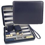 WE Games Blue Magnetic Backgammon Set with Carrying Strap -Travel Size