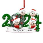 witfox 2024 Personalised Family Christmas Ornaments - Personalised Christmas Ornaments Family of 2/3/4/5/6, Family Customised Ornaments for Christmas Decorations with Name Snowman Wreath