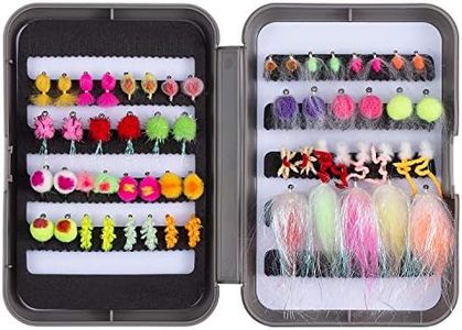 Bassdash Trout Fishing Flies Assortment 58pcs Include Dry Wet Flies Nymphs Streamers, Fly Lure Kit with Fly Box (57 pcs Assorted Steelhead/Salmon/Trout Flies)