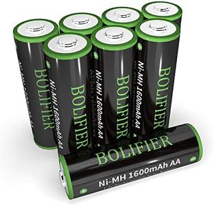 BOLIFIER 8-Pack Rechargeable AA Solar Batteries Pre-Charged, NiMH 1.2V 1600mAh High Capacity Double A Rechargeable Batteries for Solar Lights and Household Devices, Recharge up to 1200 Cycles