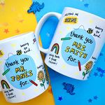 Days Thank You Teacher Personalized Mug Custom Teacher'S Name Best Teacher Gift, Teacher On Birthday Helping Me To Grow Set Of Two Ceramic Mug 11Oz - 330 Ml, White