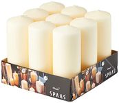 Spaas Tray of 9 Unscented Pillar Candles 60/150 mm, 45 Hours, Ivory