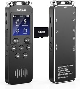 GARMAY Digital Voice Recorder Upgraded 80GB 1536KBPS 5723Hours Recording Capacity 32H Battery Time Voice Activated Recorder with Noise Reduction Audio Recorder with Playback for Meeting Lecture