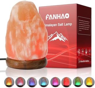 FANHAO USB Himalayan Salt Lamp with 7 Colors Changing, Natural Crystal Salt Rock Lamp Table Lamps for Gifts, Home Décor - Hand Carved, LED Bulb and Real Rubber Wood Base