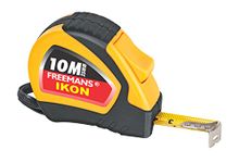 FREEMANS IKON 10m:25mm Steel Inchi Measuring Tape (Yellow & Black) with Auto-lock and Belt Clip