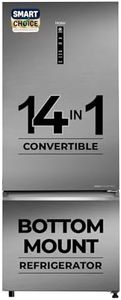 Haier SmartChoice 445 L 2 Star Frost Free Bottom Mount Double Door Refrigerator | Convertible 14-in-1 | Jhukna Mat-Bottom Freezer | Digital Display Panel | Triple Inverter (HEB-452TS-P, Inox Steel)