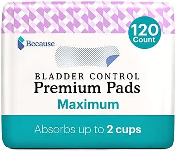 Because Incontinence Pads for Women - Maximum Absorbency, Postpartum Liners, Up to 100% Leak-Free Protection, Discreet Protection for Bladder Leaks, 6 Packs of 20 Count (120 Total)