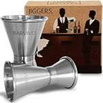 Double Jigger Set by Barvivo - Measure Liquor with Confidence Like a Professional Bartender - These Stainless Steel Cocktail Jiggers Holds 0.5oz / 1oz & 0.8oz / 1.7oz - Perfect for Your Home Bar.