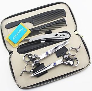 JIESENYU Ensemble de ciseaux de coiffure professionnels Ciseaux de coupe de cheveux de coiffeur Kit de ciseaux Cisailles en acier inoxydable de 6 pouces