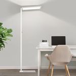 MEILEKE 80" Tall LED Floor Lamp Modern - 100W Full-Spectrum Dual Light Source Bright Lamp, 7500LM Dimmable Eye-Care Reading Standing Light for Office, Living Room, White Floor Lamp 4000K