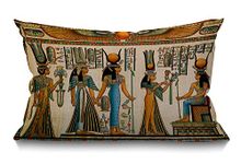 Old Egyptian Cushion Historical Empire Artwork Lumbar Pillow Covers Home Decorative Cotton Linen Pillow Case for Sofa Couch Housewarming Gifts Family Room Décor Rectangle 12 X 20 Inches 30 x 50 cm