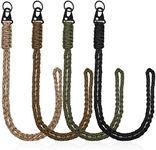 Hotop 4 Pieces Heavy Duty Lanyards with Metal Hk Clips, Braided Strong Paracord Keychains Neck Key Camera Whistle Phone Outdoor Survival, Black, Green, Brown, Camo, 58 x 2.8 0.8 cm/ 23 1 0.3 inches