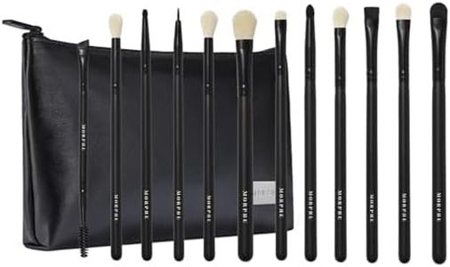 Morphe Eye Shadow Obsessed Makeup Brush Collection with Faux Leather Bag, 12 Pieces, Black