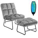 Giantex Massage Chair with Ottoman, 5 Vibration Modes & 4 Massage Motors, Velvet Fabric-Nice to Touch, Remote Control and Side Pocket, Electric Massage Sofa Couch for Living Room Bedroom