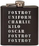 Rogue River Tactical Funny Foxtrot Off Military Acronym Joke Stainless Steel Hip Flask Premium Matte Black Makes a Great Gift For Him Dad Father Veteran