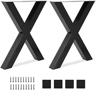 Towallmark Set of 2 Steel Table Legs, 28" Height x 31" Wide Dining Table Legs, Heavy Duty X Frame Table Legs for Furniture/Desk/Dining Table, Industrial Country Style Black