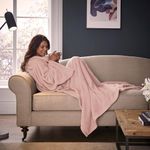 Silentnight Snugsie Wearable Blanket - Soft Teddy Fleece Blanket with Sleeves - 2-in-1 Sleeved blanket and Cushion - Supersized with Foot Pocket , 153 x 203cm