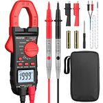 Proster Clamp Meter TRMS 2000Counts Auto-Ranging 600A AC Current 600V AC/DC Voltage NCV Continuity Resistance Diode Test Clamp Multimeter with Test Leads Alligator Clips Screwdriver Storage Bag