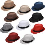 Haysandy Pack 1920s Fedora Hats for Men Short Brim Sun Panama Hats for Men Women Party Costume, Circumference 60 cm (Multicolor)