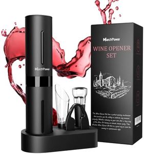 Marchpower Juego de Sacacorchos Eléctrico para Vino a Pilas 5 en 1 - Incluye Vertedor, Sacacorchos Eléctrico, Cortacápsulas, Tapón de Vacío, Base de Almacenamiento ABS
