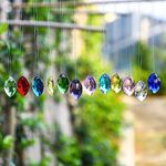 H&D HYALINE & DORA 12PCS 38mm Mutil-Colors Crystal Suncatcher Chandelier Prism,Glass Faceted Horse Eyes Suncatcher Window Hanging Decor