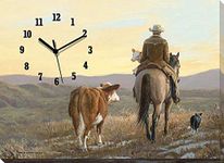 Wild Wings 5084310084 Almost Home Cowboy Canvas Clock by Persis Clayton Weirs, 18-inch Width