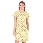 Stories.Label Women Cotton Long Middies T-Shirt Dress in Knee Length Include Plus Sizes, Western Casual T-Shirt Dresses for Girls (Yellow, 2XL)