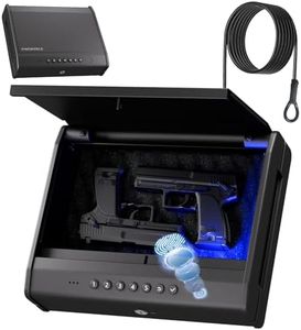 PINEWORLD Biometric Gun Safe For Handgun, Pistol Safe with Fingerprint/Backlit Keypad/Keys, 3 Quick Access Handgun Safe fits 2-4 Pistols, Gun Case with Interior LED Cable for Nightstand Car Large Size