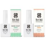 BOLT BEE no wipe Top Coat and Base Coat 15ml Soak Off UV LED Gel Nail Polish set for Nail Art (Top Coat and Base Coat, 15ml)
