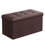 SONGMICS 30 Inches Folding Storage Ottoman Bench, Storage Chest, Footrest, Padded Seat, Deep Burgundy ULSF40Z