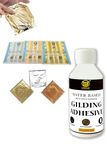 UGLS Gold Leaf Sheets, 100 Sheets, 8 by 8.cm Warq & Gilding Glue 100.ML - Golden Foil Paper for Gilding, Resin Art, Maysur Paintings, Arts Crafts (Gold, Silver, Copper 300 Sheets & Glue)