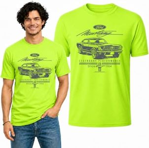 Ford Mustang Legendary Performance Est 1964 | Retro Vintage | Novelty Merch Racing Merchandise Cars and Trucks Men's T-Shirt, Safety Green, 3X-Large