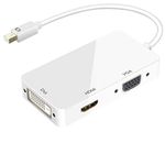 SKPM Mini DisplayPort to HDMI VGA DVI Adapter, Full 1080P HD Port Converter Compatible for MacBook Air/Pro,Surface Pro 3/4, ThinkPad White