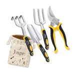 JINPRI Gardening Weeder Cutter Trowel Hand Rake and Pruner Garden Tool Set for Home with Cast Aluminium Heads and Ergonomic Handles Tools Kit (Heavy-SS) (Style-1(set4))