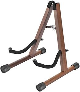 DOMMI Guitar Stand, Wooden Guitar Stand for Acoustic Guitars, Electric and Bass, Folding A-Frame Acoustic Guitar Stand with Non-Slip Rubber and Soft Foam Arms, Easy to Assemble, Portable for Travel